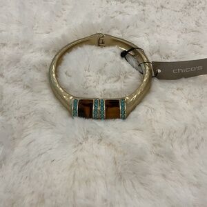 Chico’s Gold and Amber Jasmine Bangle Bracelet